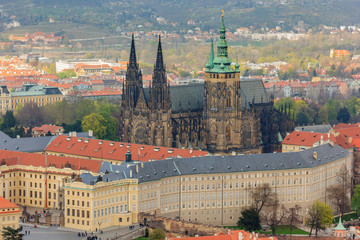 Fototapeta na wymiar Saint Vitus Cathedral and Prague Castle in Prague