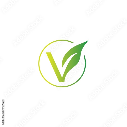 "letter v organic green leaf logo" Stock image and royalty ...