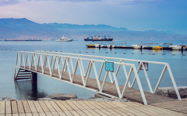 Obraz premium Central beach of Eilat - famous resort city in Israel