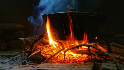 Hot pot on the fire smoke in room