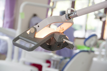 Obraz premium lamp in dental clinic. Interior of dentist office. Health care and medicine.