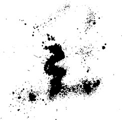 Abstract ink drops background. Black and white vector grunge texture.