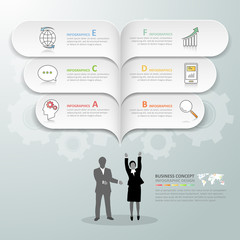 Design infographic 6 options template, Business concept infographic