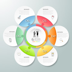 Design circle infographic 6 options,  Business concept infographic
