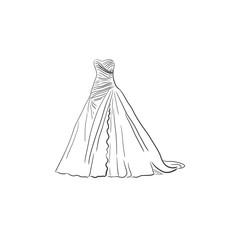 wedding dress, sketch design, vector illustration