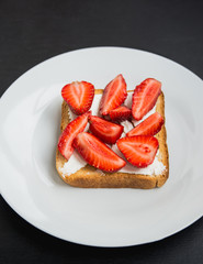 toast with feta and strawberries