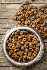 Dry kibble dog food.