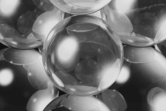glass balls . black and white.