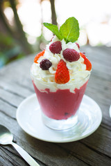 berry smoothie with whipped cream