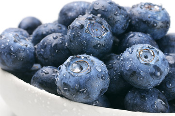 Blueberries in white bowl