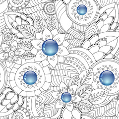 stock vector floral seamless doodle pattern. decorative element