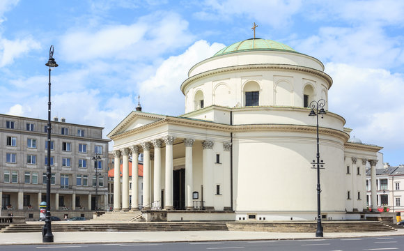 Fototapeta Warszawa, Kościół Świętego Aleksandra na Placu Trzech Krzyży, wybudowany w stylu klasycyzmu w roku 1826