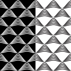 Abstract seamless patterns background set; black and white color