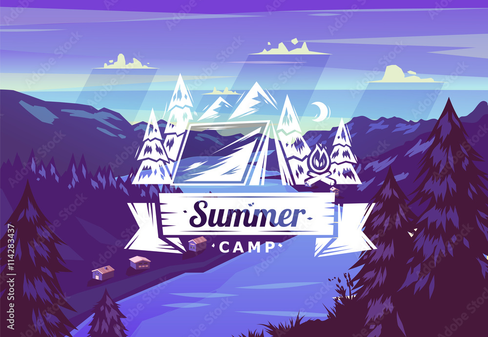 Canvas Prints summer camp typography design on vector background