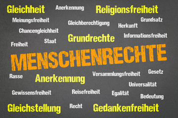 Menschenrechte auf Kreidetafel