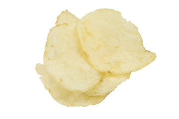 potato chips on white background.