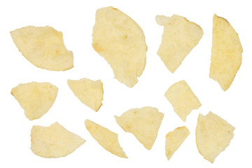 potato chips on white background.