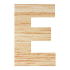 English alphabet with wood texture isolated on white background.