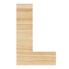 English alphabet with wood texture isolated on white background.