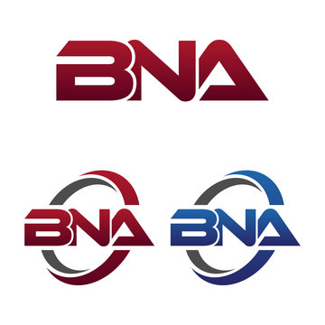 Modern 3 Letters Initial logo Vector Swoosh Red Blue bna