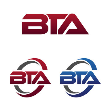 Modern 3 Letters Initial logo Vector Swoosh Red Blue bta
