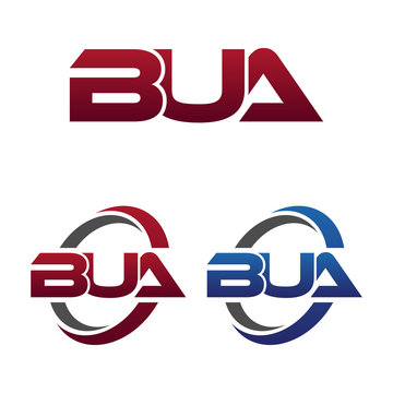 Modern 3 Letters Initial logo Vector Swoosh Red Blue bua