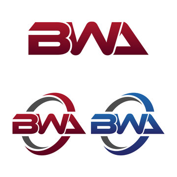Modern 3 Letters Initial logo Vector Swoosh Red Blue bwa