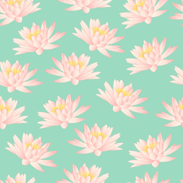 water lily mint and pink pattern