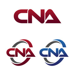 Modern 3 Letters Initial logo Vector Swoosh Red Blue cna