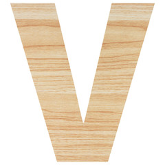 English alphabet with wood texture isolated on white background.