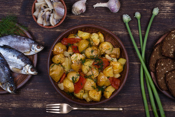 Ragout of vegetables in plate
