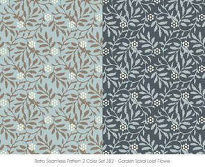 Retro Seamless Pattern 2 Color Set 382 - Garden Spiral Leaf Flower