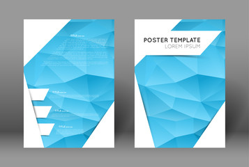 poster template design, blue polygon background
