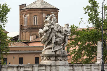 Obraz premium Sculpture at Vittorio Emanuele II Bridge, Rome, Italy.