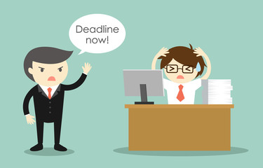 Business concept, Business woman stressed about deadline. Deadline concept.