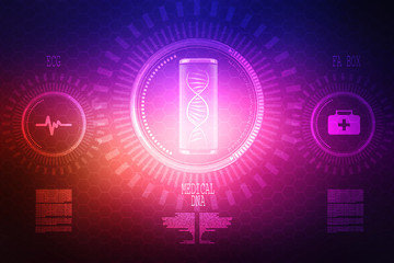 Digital illustration DNA structure in colour background