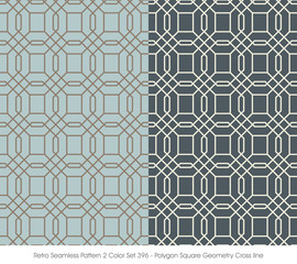 Retro Seamless Pattern 2 Color Set_396_Polygon Square Geometry Cross Line