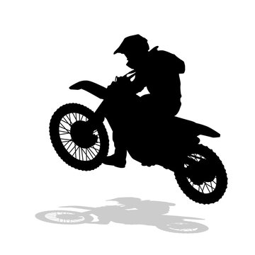 Motocross vector silhouette. Motocross jump. Moto racing