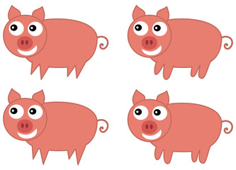 several pigs with different legs