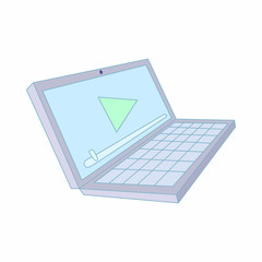 Laptop icon, cartoon style