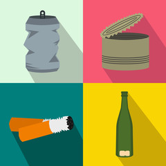 Waste banners set, flat style