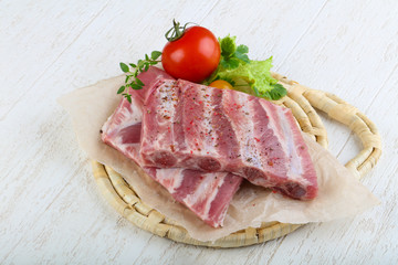 Raw pork ribs