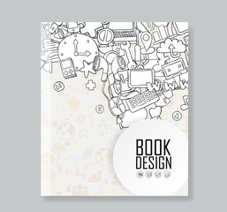 Cover report social network background with media icons, vector