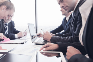 Fototapeta premium Business people and financial reports