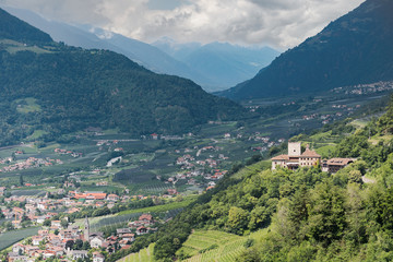 Fototapeta na wymiar Viewpoint Village Tirol - South Tyrol - aerial photography