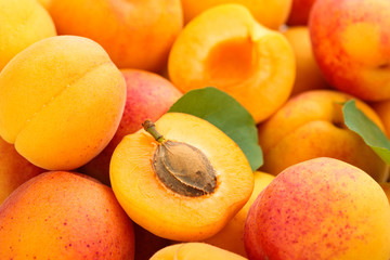 Fresh apricots background.