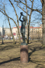 Urban sculpture "Girl with Dove" Saint Petersburg, Russia.