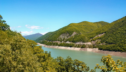 Fototapeta na wymiar Ananuri Lake in Georgia. Georgia.Caucasus