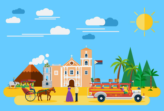 Illustration of Philippines's landmarks and icons