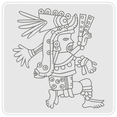 monochrome icon with symbols from Aztec codices for your design